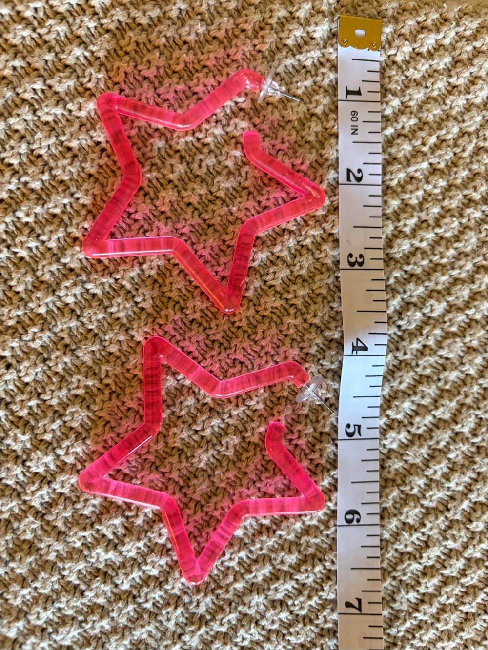 Oversized Neon Pink Star Hoop Earrings women's